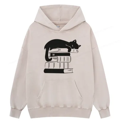 Pagewings Books And Cats Unisex Washed Hoodie