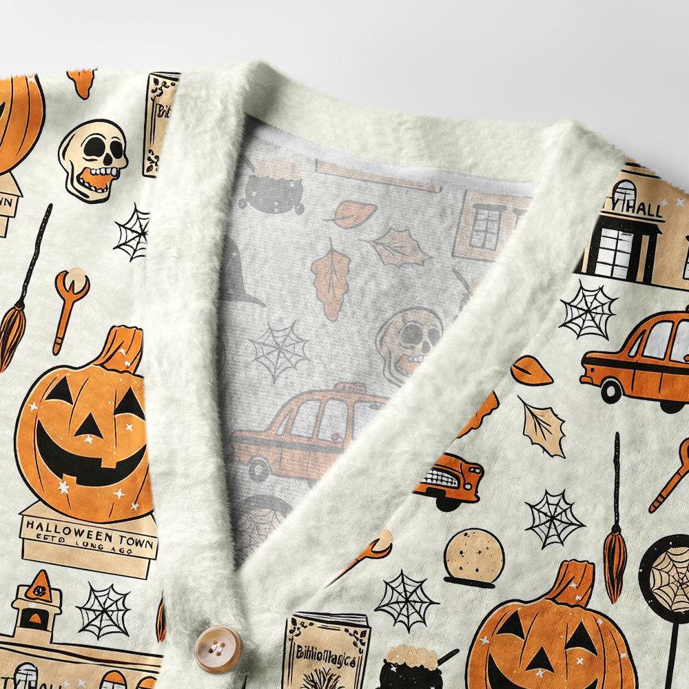 Pagewings Halloween Bookish Light Knit Unisex Cardigan Sweaters