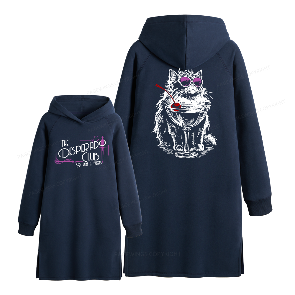 Pagewings Desperado Club Side-Slit Fleece Hoodie Dress