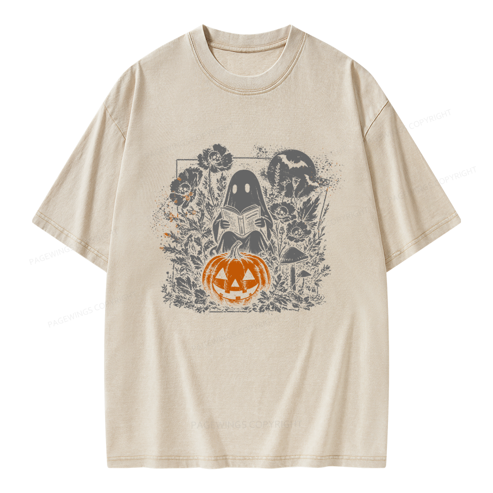 Pagewings Halloween Fall Ghost Unisex Washed T-shirt