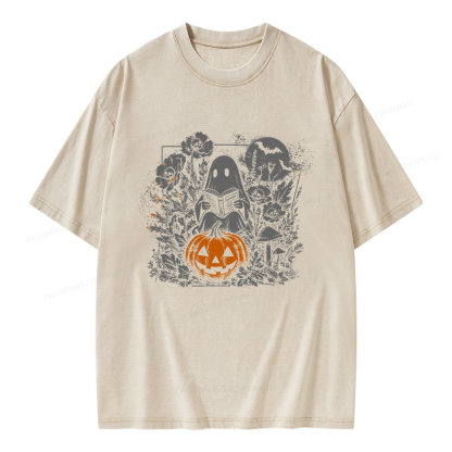 Pagewings Halloween Fall Ghost Unisex Washed T-shirt