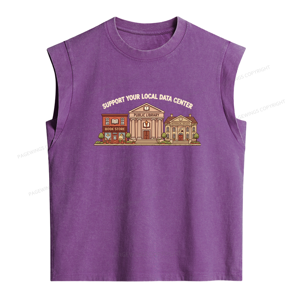 Pagewings Support Your Local Data Center Women's Washed Tank Top