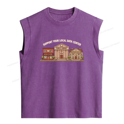 Pagewings Support Your Local Data Center Women's Washed Tank Top