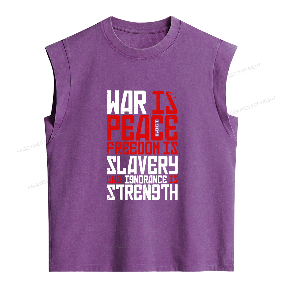 Pagewings War Is Peace Freedom Is Slavery Women's Washed Tank Top