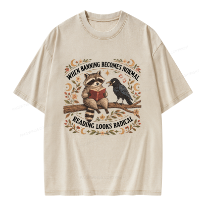Pagewings When Banning Becomes Normal Unisex Washed T-shirt