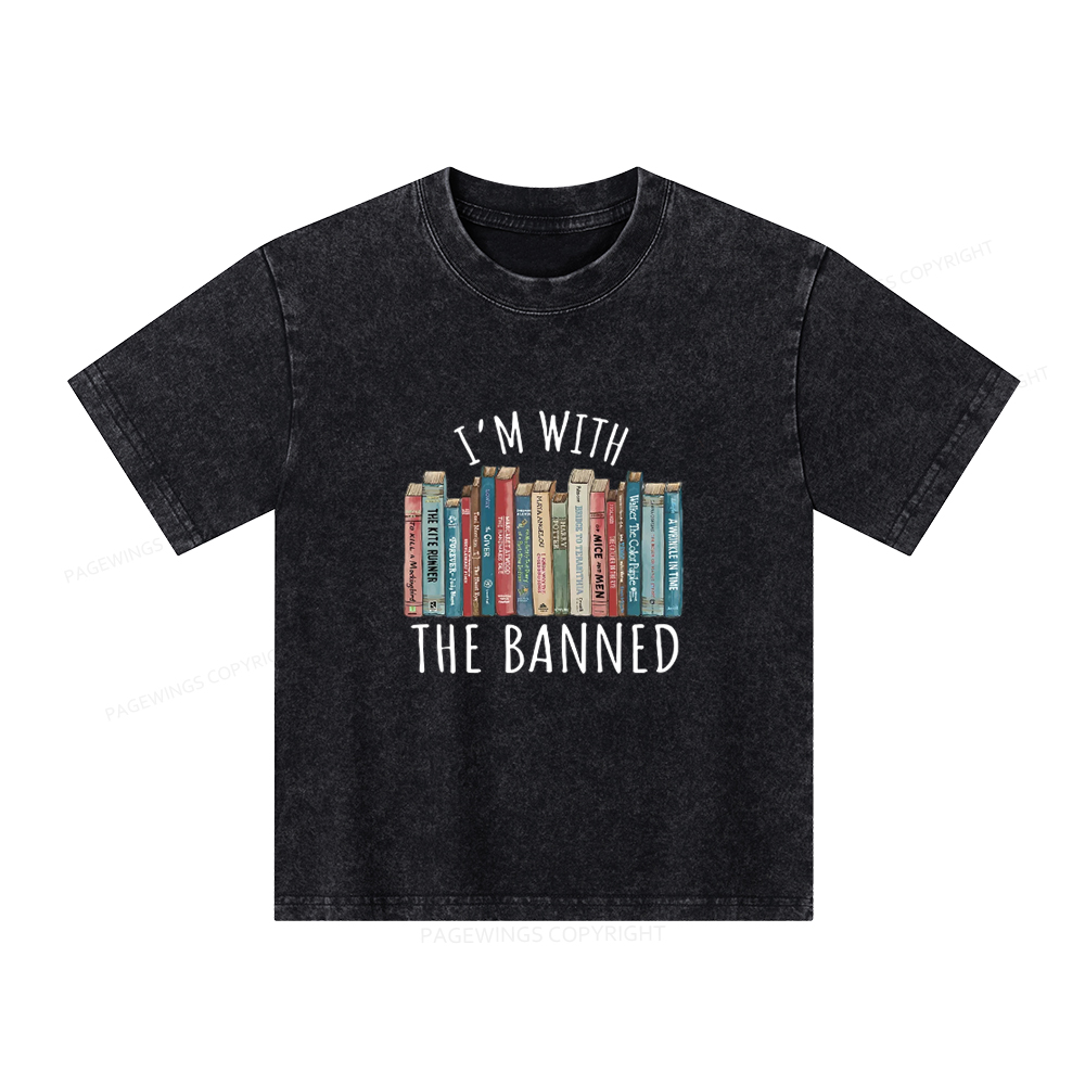 Pagewings I'm With The Banned Unisex Kids Washed T-shirt