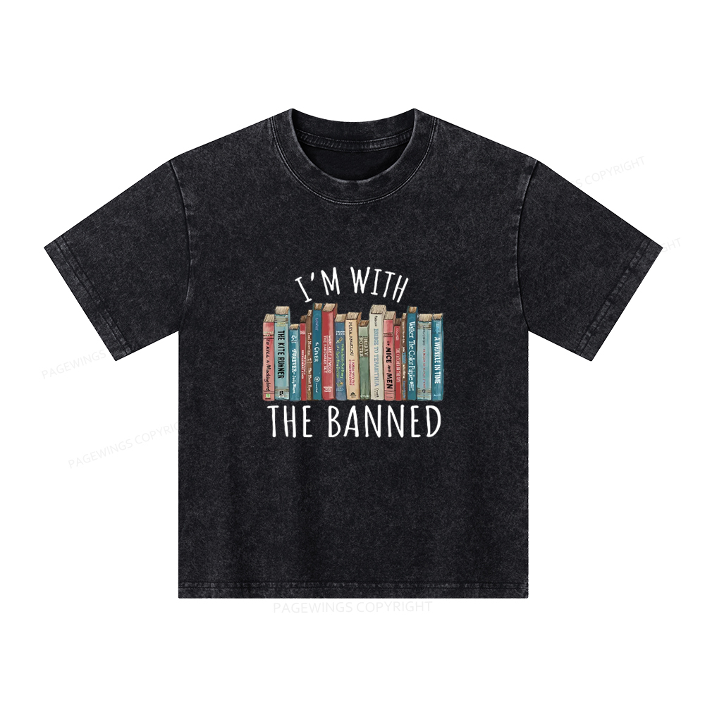 Pagewings I'm With The Banned Unisex Kids Washed T-shirt