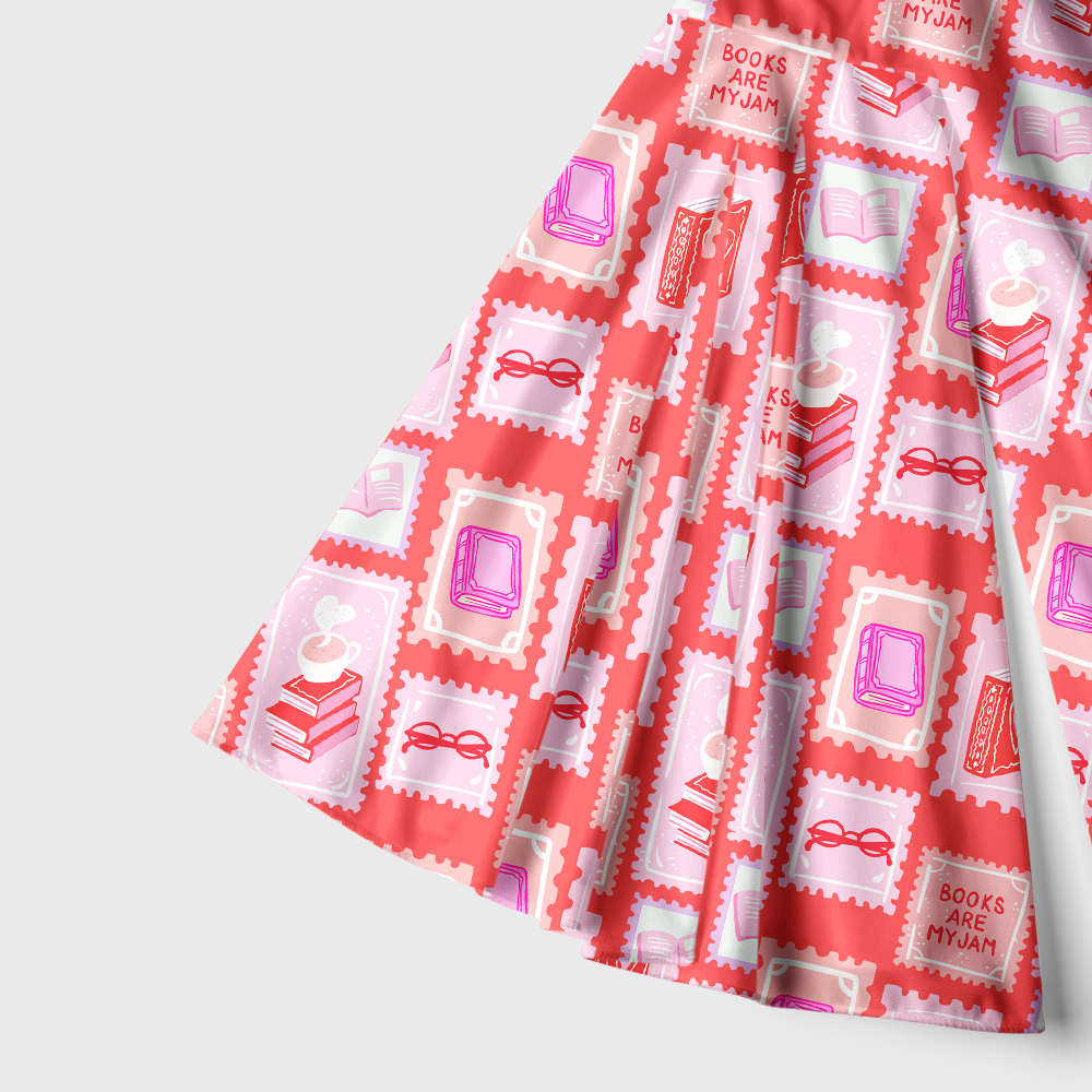 Pagewings Square Neck Books Are My Jam Bell Sleeve Dress