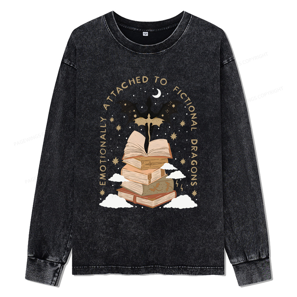 Pagewings Fantasy Romance Reader Gift Romantacy Unisex Washed Long Sleeve T-shirt