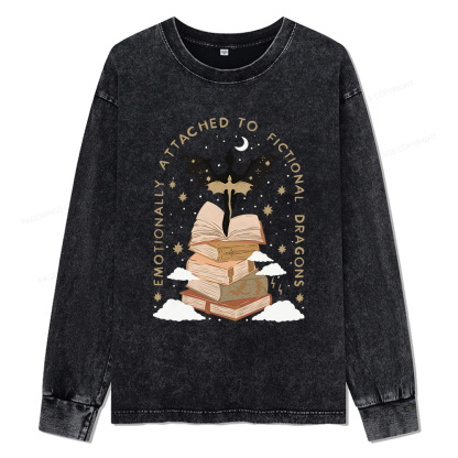 Pagewings Fantasy Romance Reader Gift Romantacy Unisex Washed Long Sleeve T-shirt