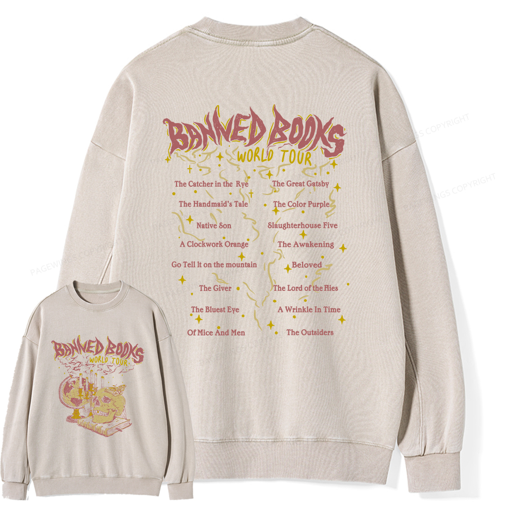 Pagewings Banned Books World Tour Unisex Washed Sweatshirt