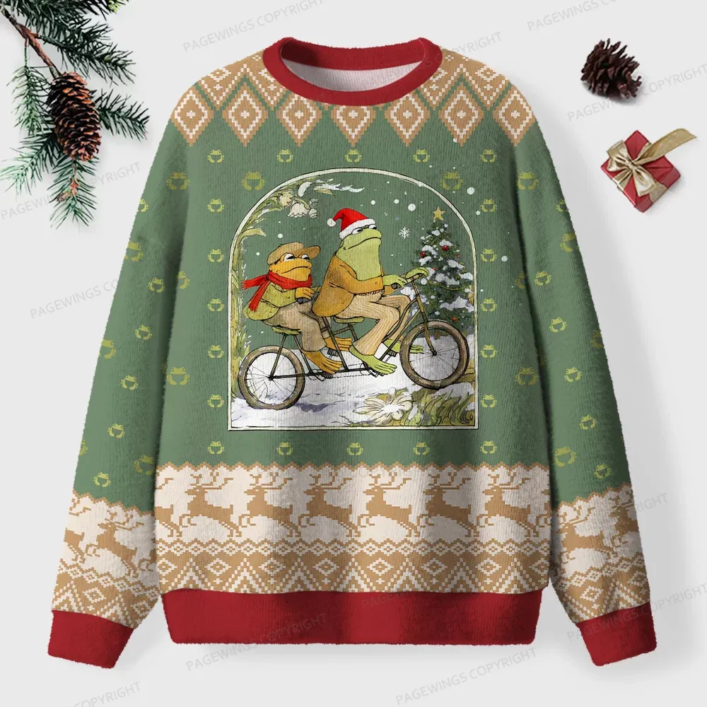 Pagewings Frog Reading Unisex Ugly Sweatshirt