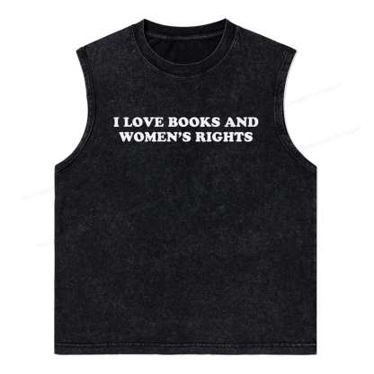 Pagewings I Love Books And Women's Rights Unisex Washed Tank Top