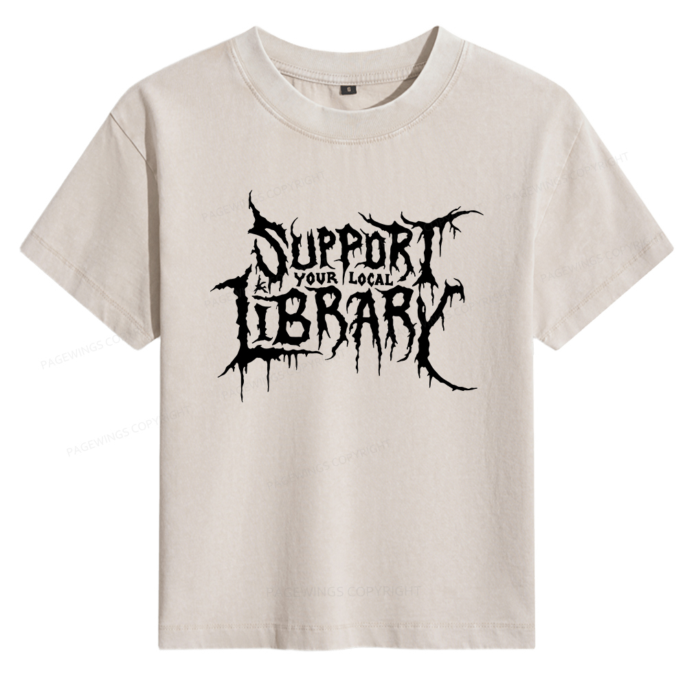 Pagewings Support Your Local Library Women's Washed T-shirt