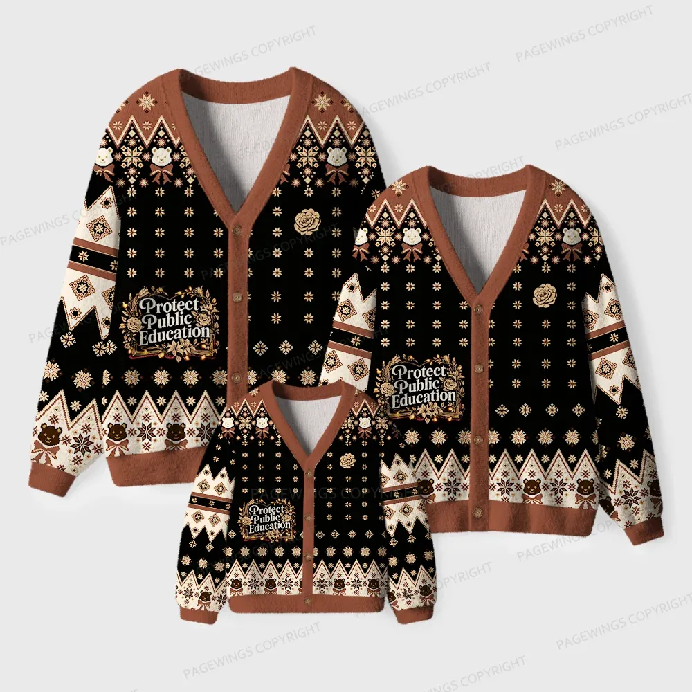 Pagewings Protect Public Education Unisex Ugly Cardigan Sweaters