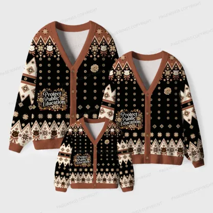 Pagewings Protect Public Education Unisex Ugly Cardigan Sweaters
