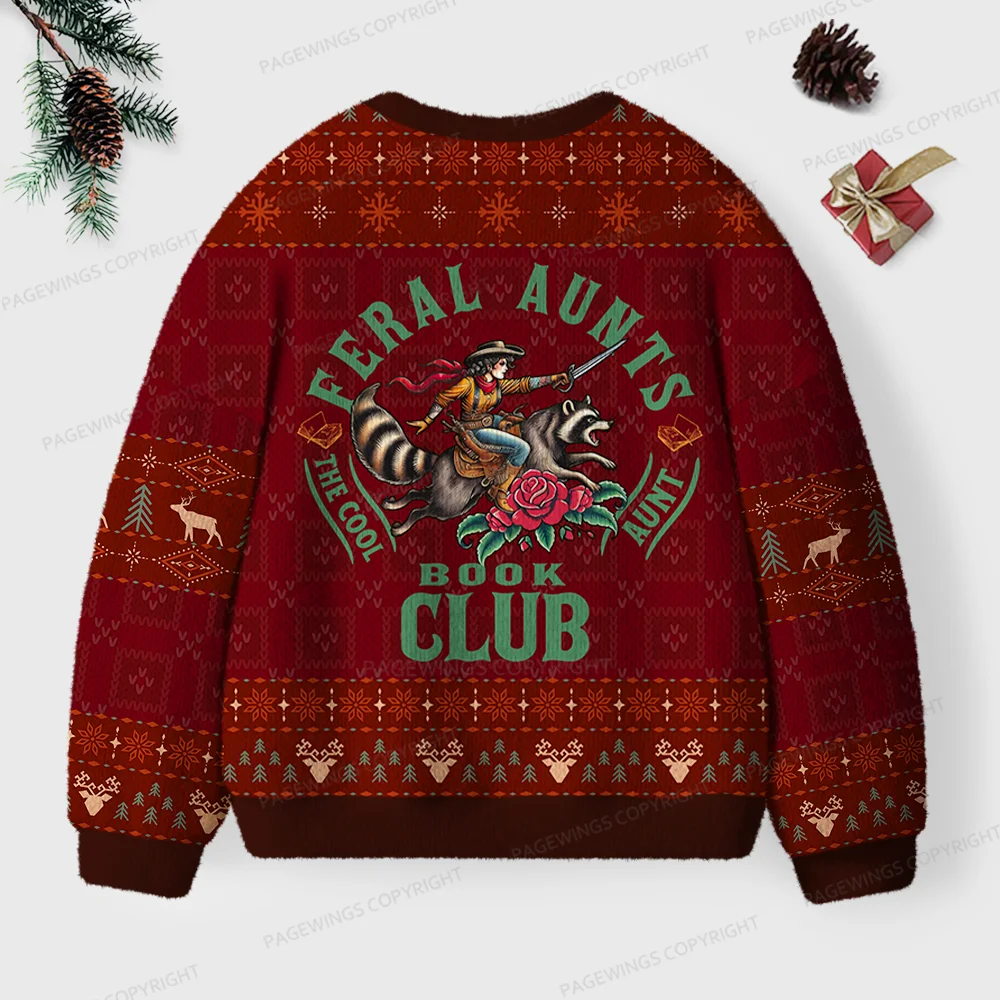 Pagewings Feral Aunts Book Club Unisex Ugly Knit Sweatshirt