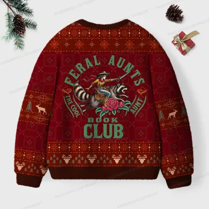 Pagewings Feral Aunts Book Club Unisex Ugly Knit Sweatshirt