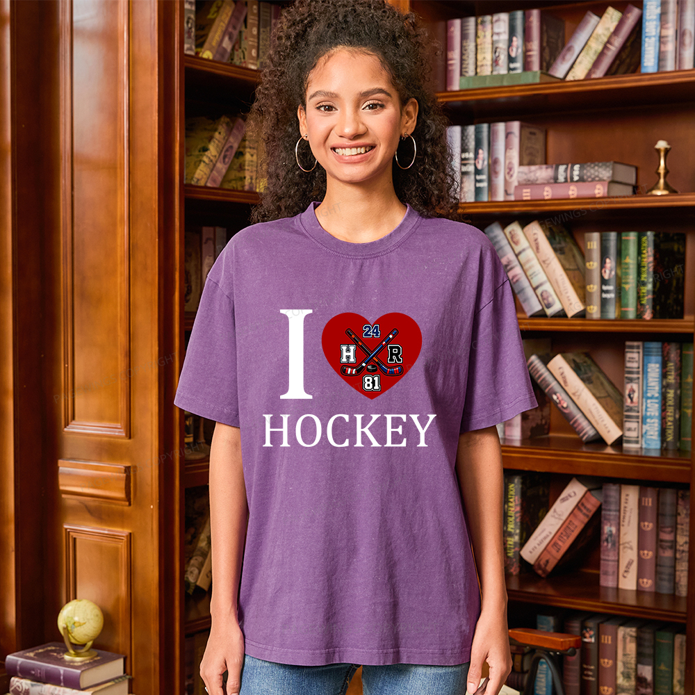 Pagewings I Heart Hockey Unisex Washed T-shirt