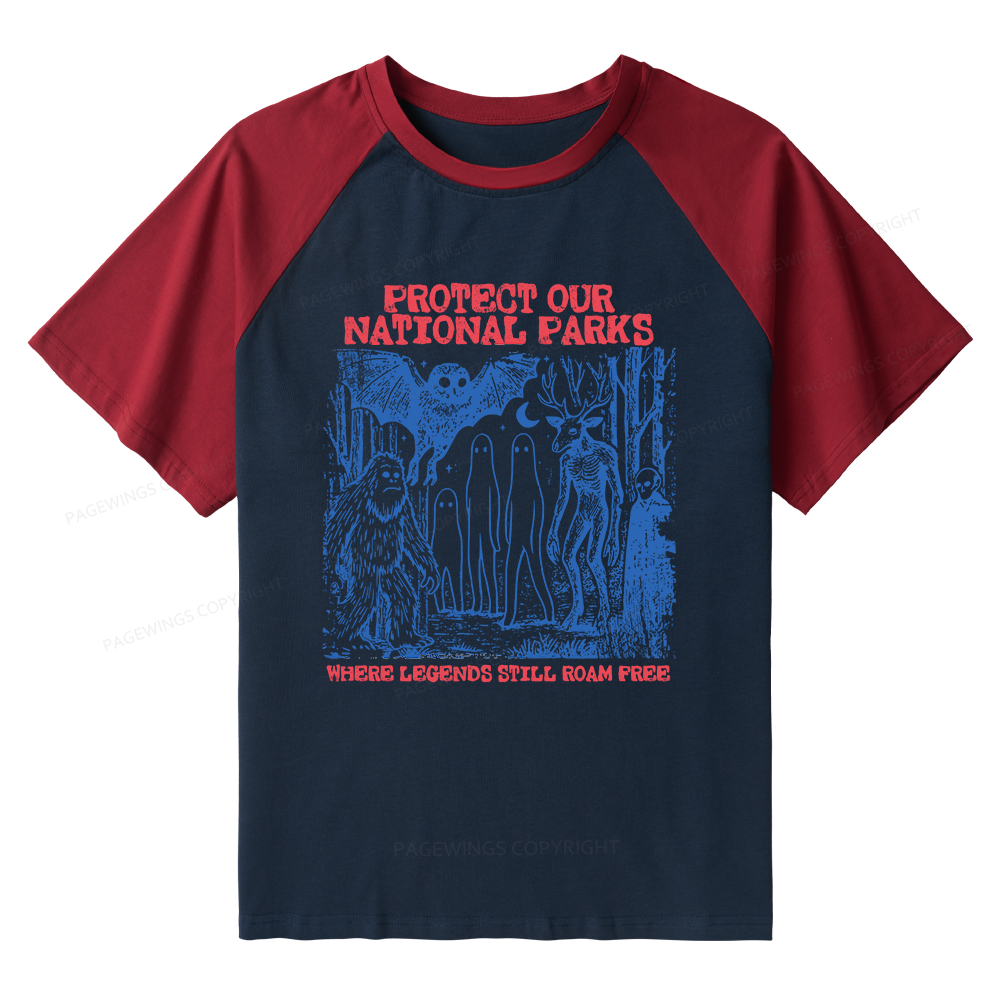 Pagewings Protect Our Parks Vintage Camping Raglan T-shirt