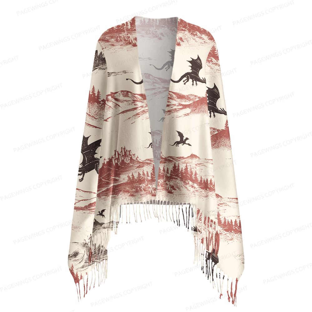 Pagewings Fantasy Bookish Long Fringe Scarf 
