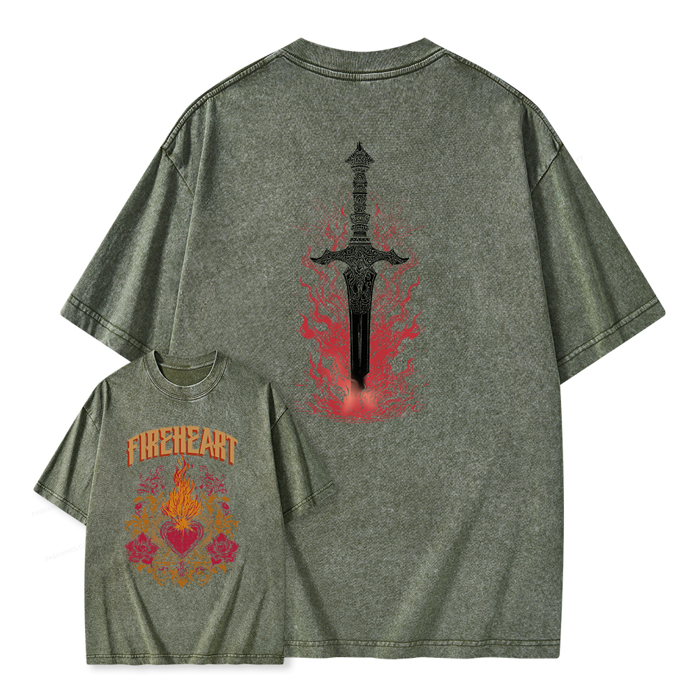 Pagewings Fireheart Unisex Washed T-shirt