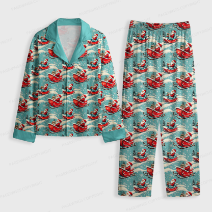 Pagewings Santa Claus Unisex Button-Up Pajama Set