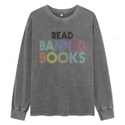 Pagewings Read Banned Books Unisex Washed Long Sleeve T-shirt