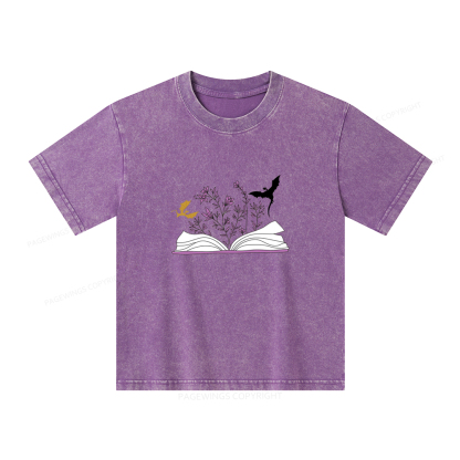 Pagewings Fourth Wing Flower Book Unisex Kids Washed T-shirt