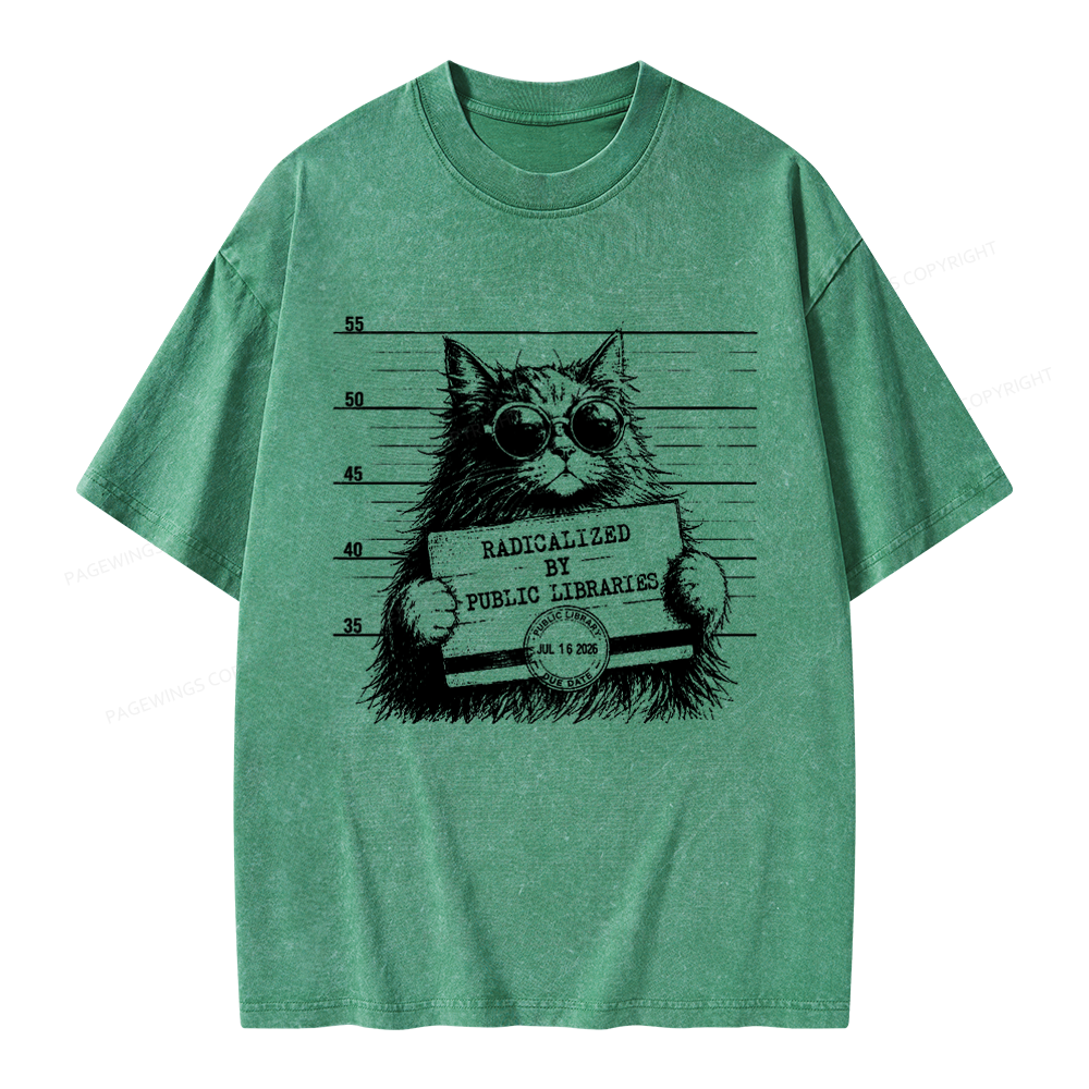 Pagewings Radicalized By Public Libraries Unisex Washed T-shirt