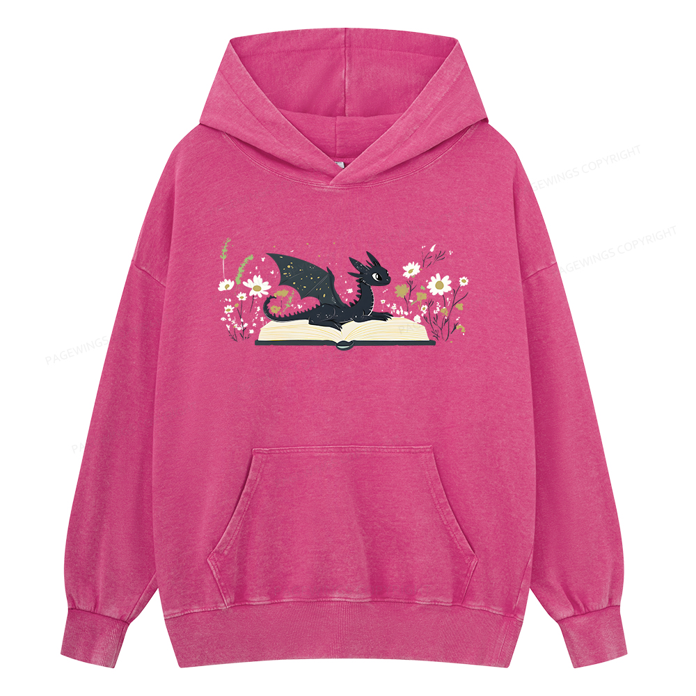 Pagewings Dragon Book Unisex Washed Hoodie