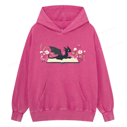 Pagewings Dragon Book Unisex Washed Hoodie