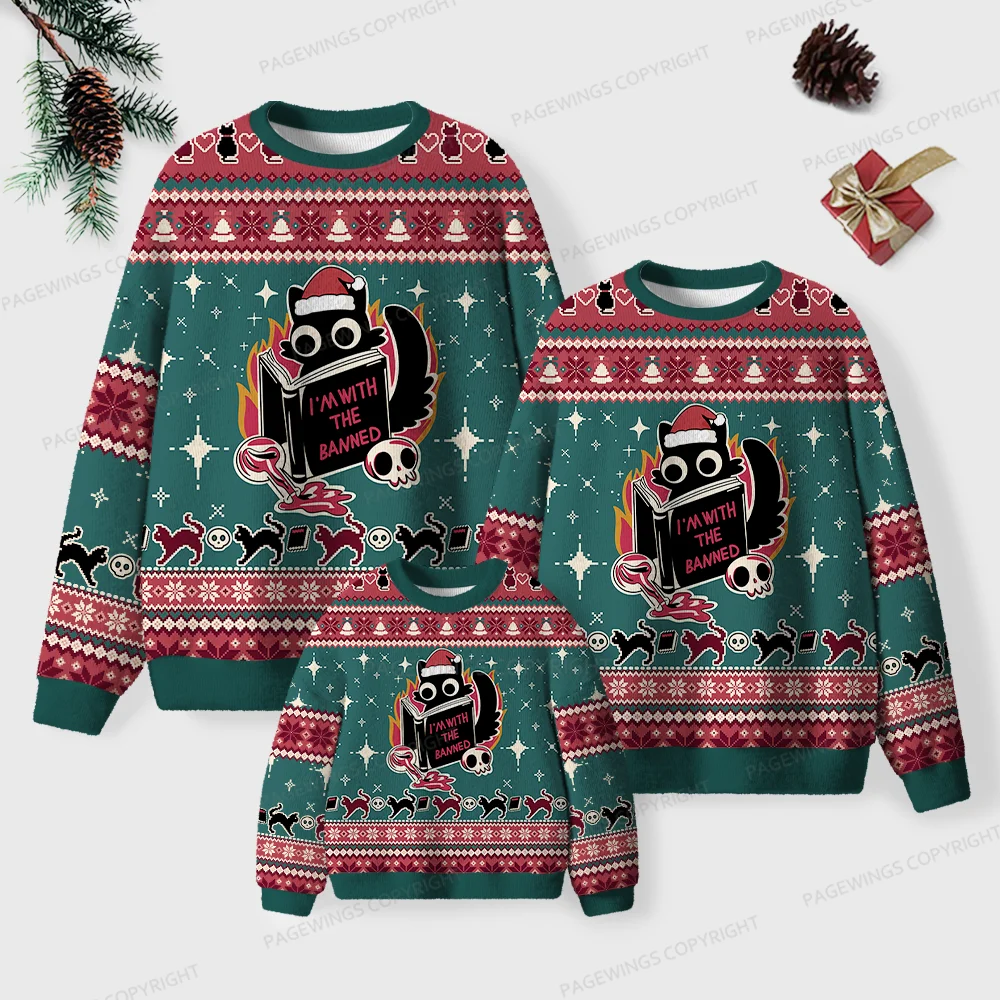 Pagewings I'm With The Banned Unisex Ugly Knit Sweatshirt