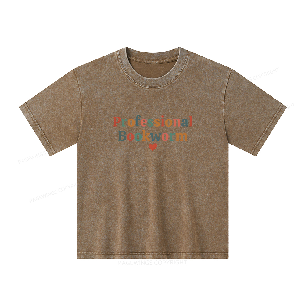 Pagewings Professional Bookworm Unisex Kids Washed T-shirt