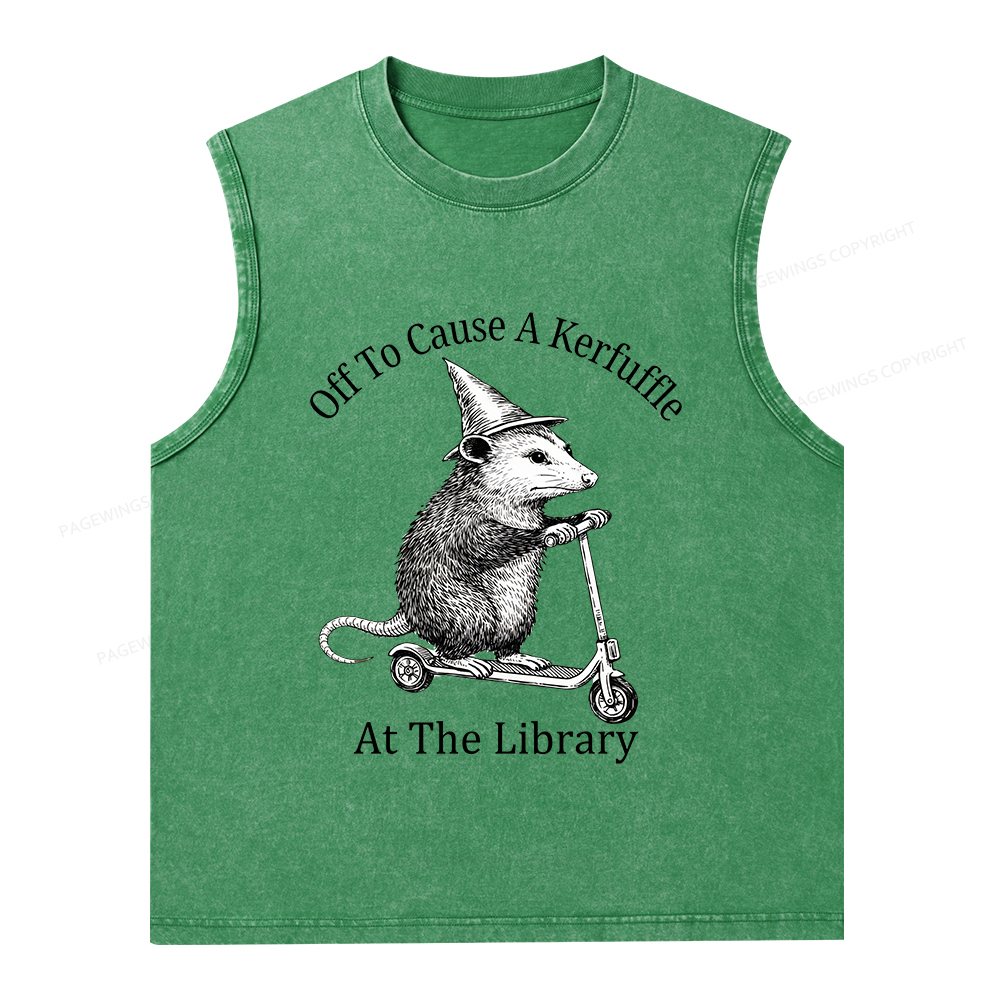 Pagewings Off To Cause A Kerfuffle Unisex Washed Tank Top