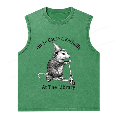 Pagewings Off To Cause A Kerfuffle Unisex Washed Tank Top