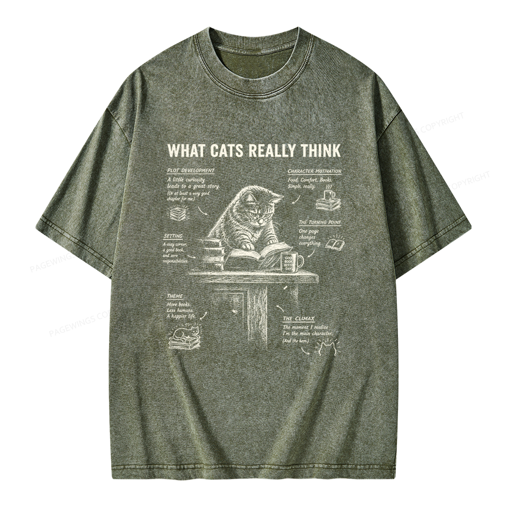 Pagewings What Cats Really Think Unisex Washed T-shirt