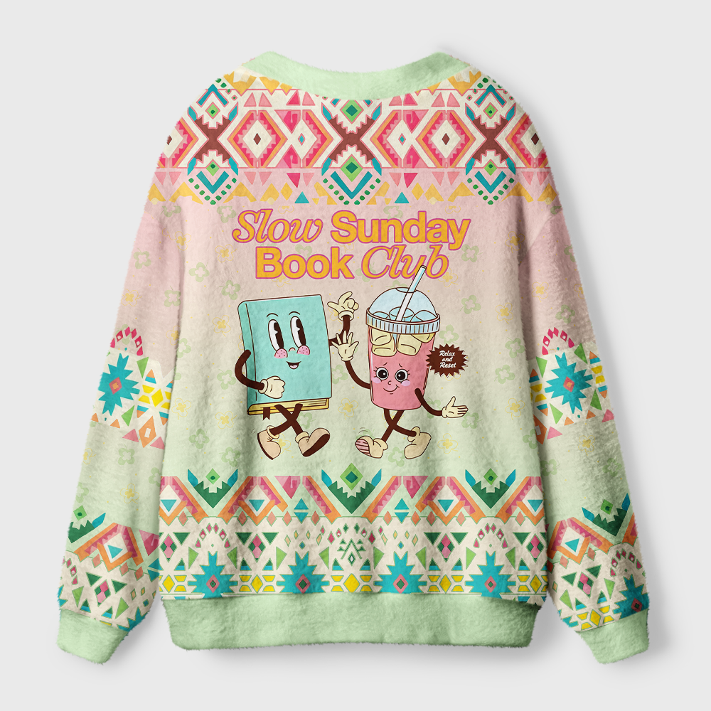 Pagewings Slow Sunday Book Club Light Knit Unisex Cardigan Sweaters