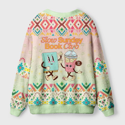 Pagewings Slow Sunday Book Club Light Knit Unisex Cardigan Sweaters