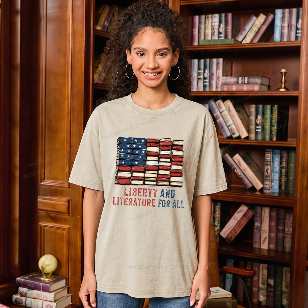 Pagewings Liberty and Literature Unisex Washed T-shirt