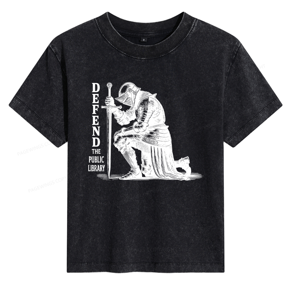 Pagewings Defend the Public Library Women's Washed T-shirt