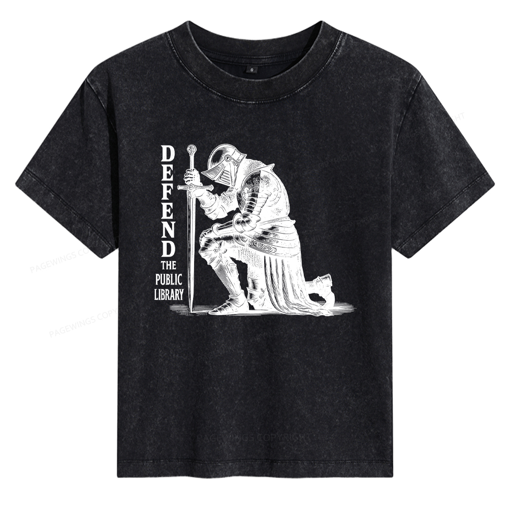 Pagewings Defend the Public Library Women's Washed T-shirt