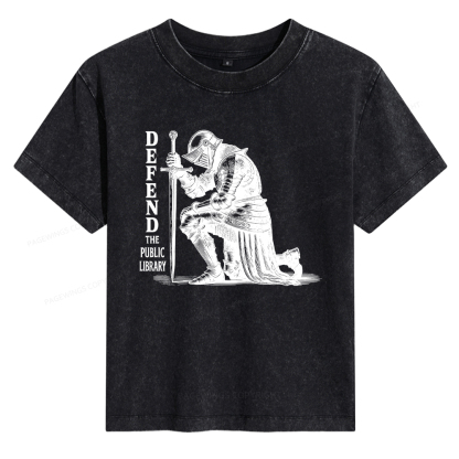 Pagewings Defend the Public Library Women's Washed T-shirt