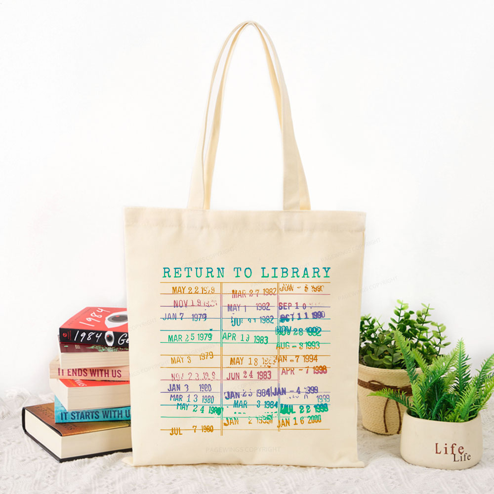 Pagewing Vintage Library Rainbow Tote Bag
