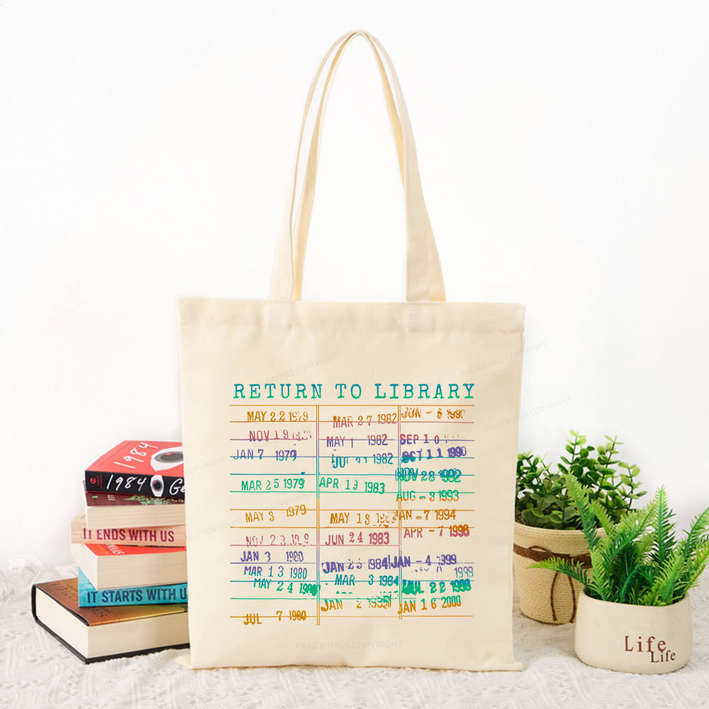 Pagewing Vintage Library Rainbow Tote Bag