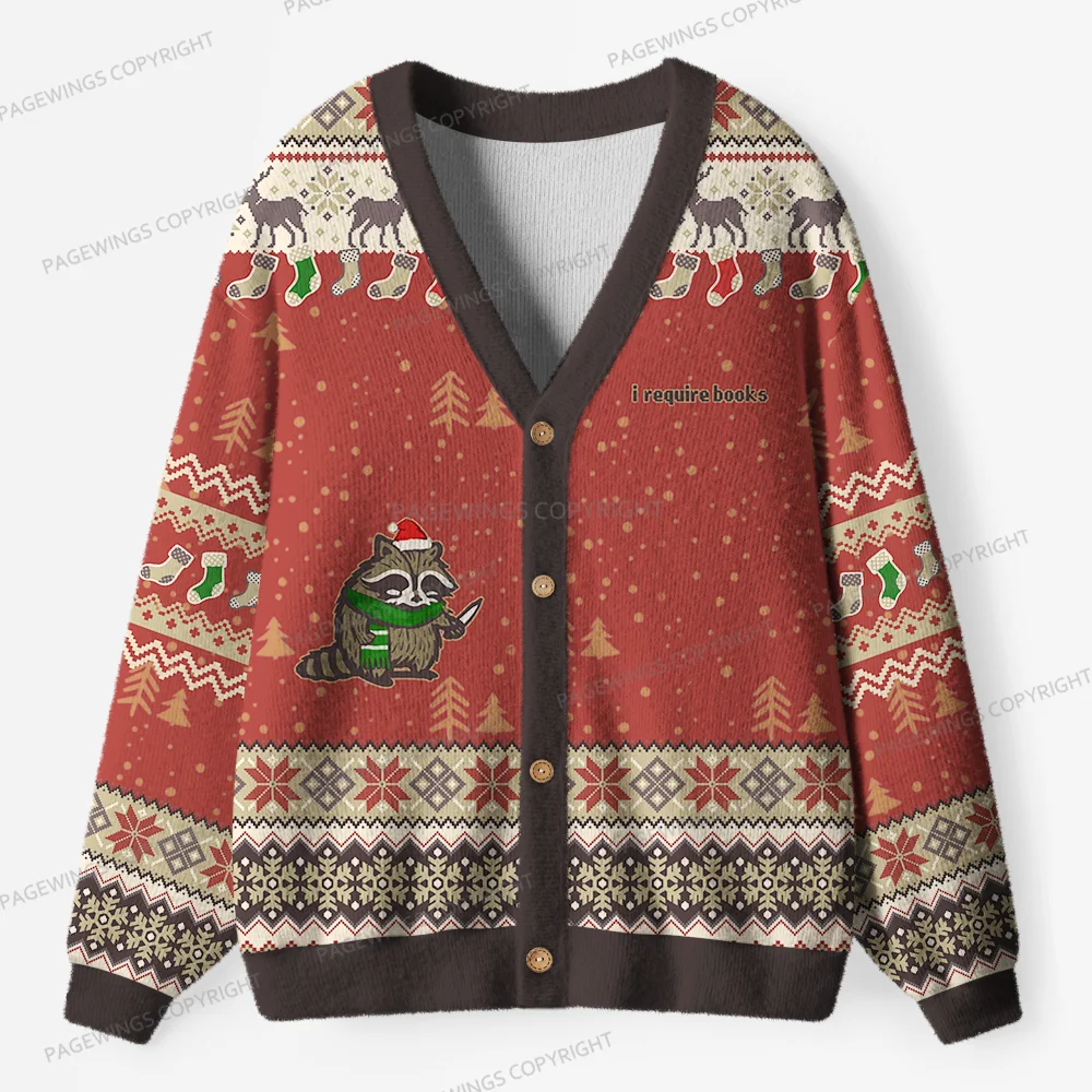 Pagewings I Require Books Unisex Ugly Cardigan Sweaters