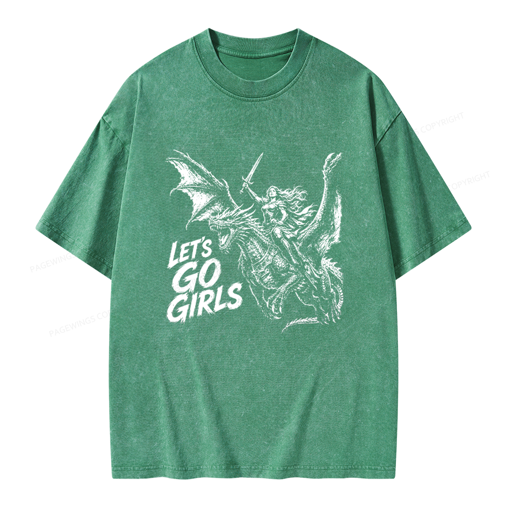 Pagewings Woman Dragon Rider Unisex Washed T-shirt