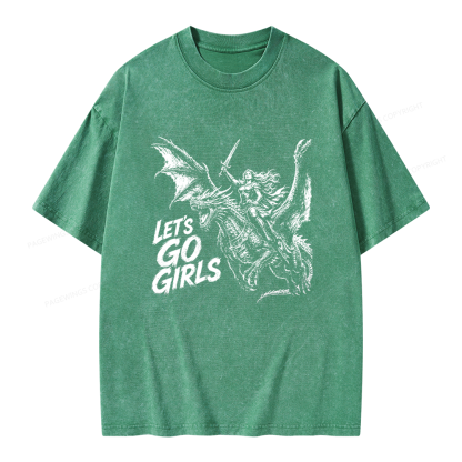 Pagewings Woman Dragon Rider Unisex Washed T-shirt