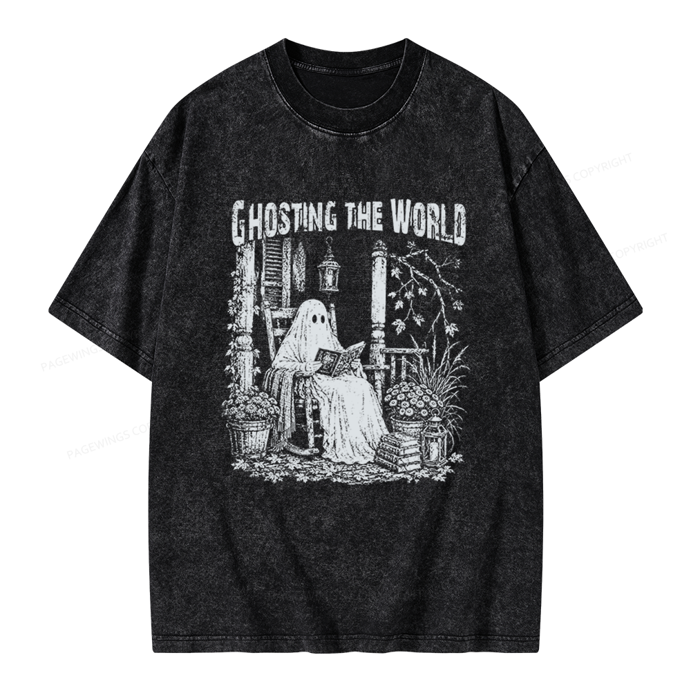 Pagewings Ghosting The World Unisex Washed T-shirt
