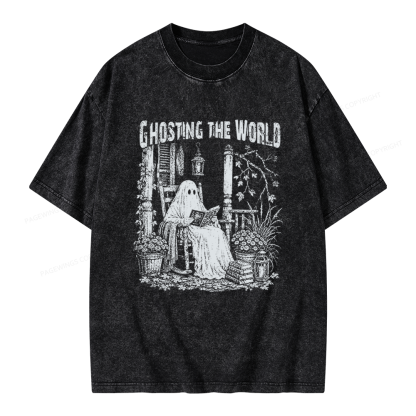 Pagewings Ghosting The World Unisex Washed T-shirt